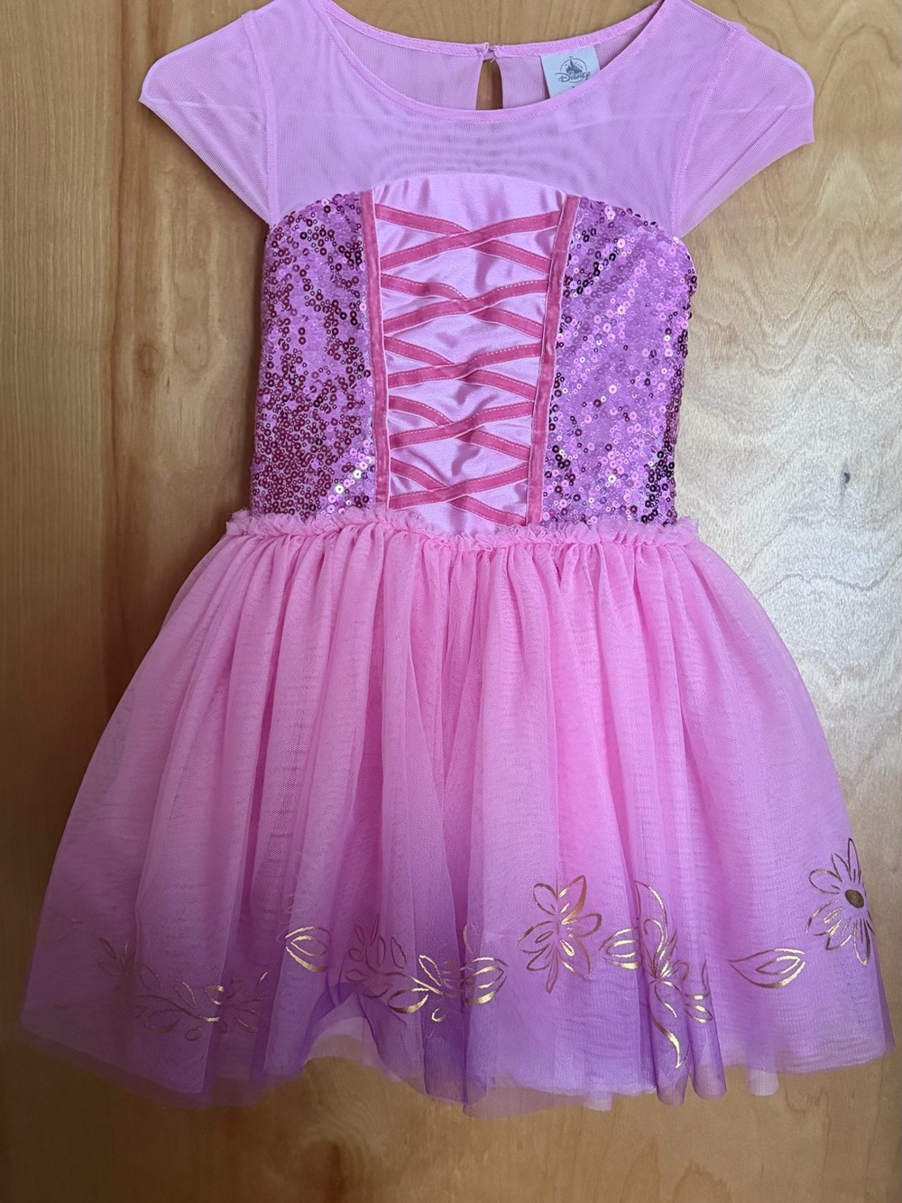 Girls Pink Sequin Tulle Rapunzel Princess Costume Dress